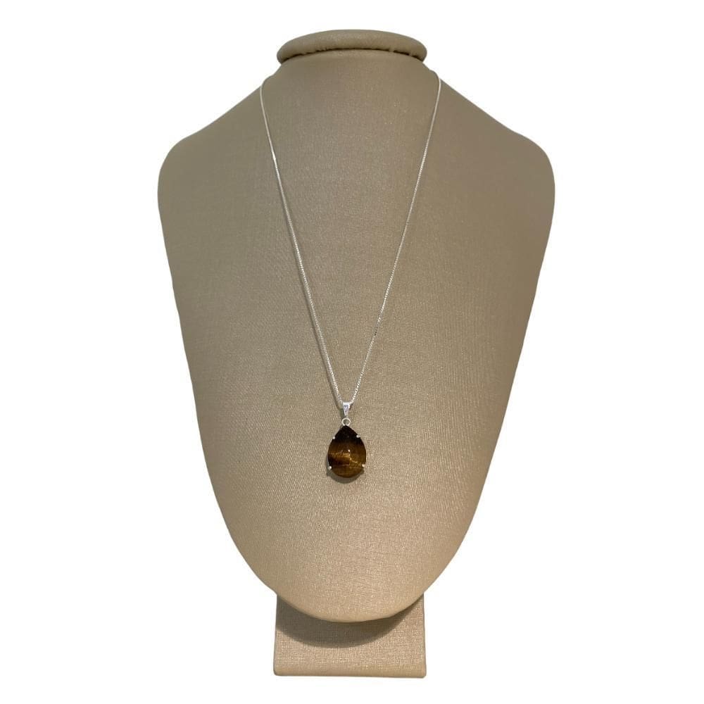 Colar Prata 925 com Olho de Tigre Elegante Gota - P. Vecchio