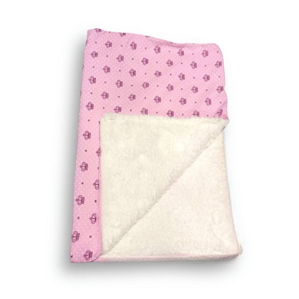 Manta Soft para Cães e Gatos Coroa Rosa Lã Sherpa Ovelha CamaPet