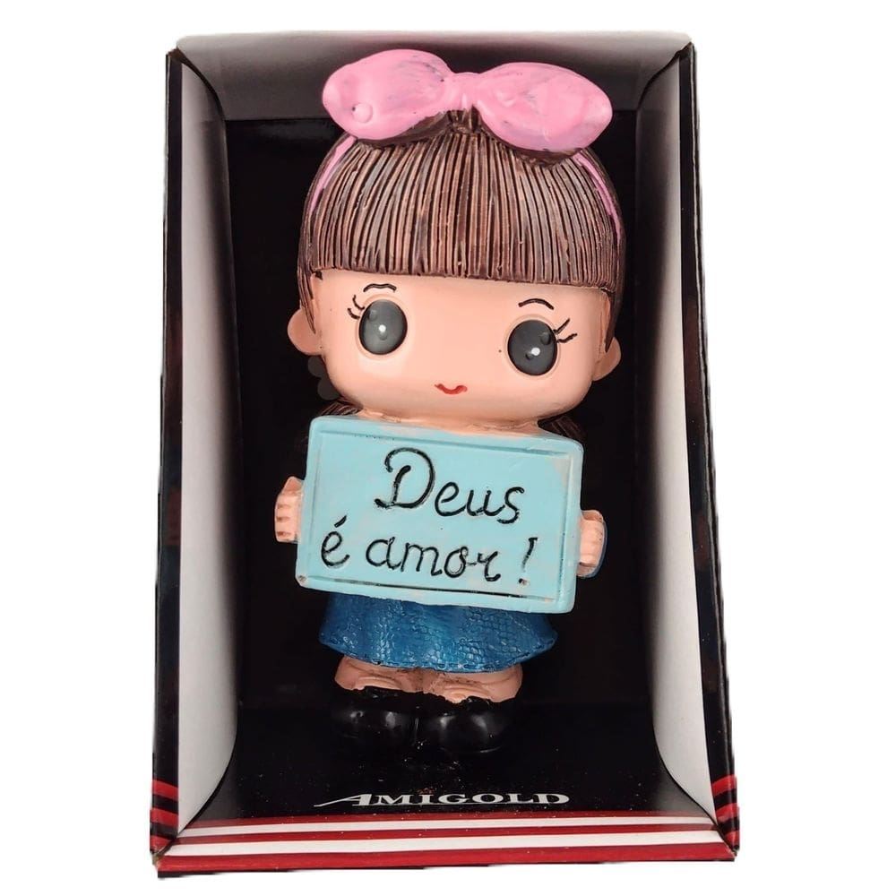 Boneco plaquinha resina menino e menina