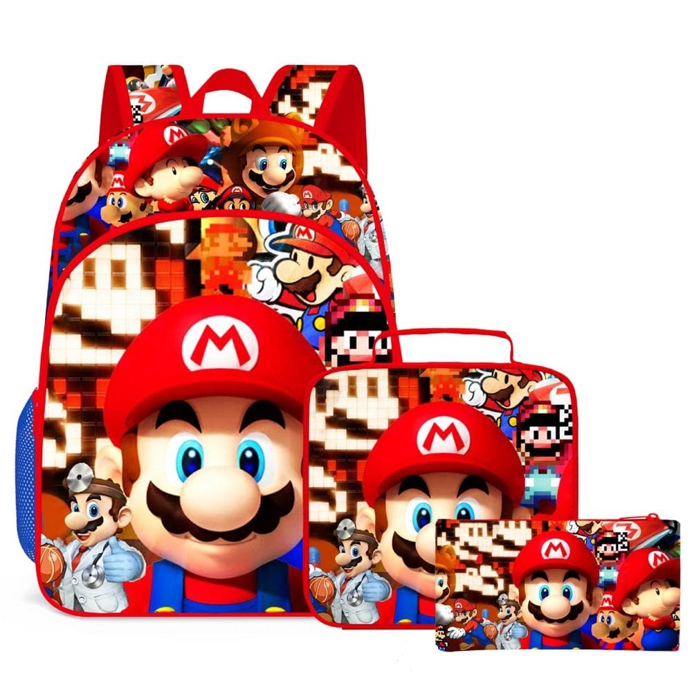 Conjunto de mochilas, mochila infantil Mario, lancheira
