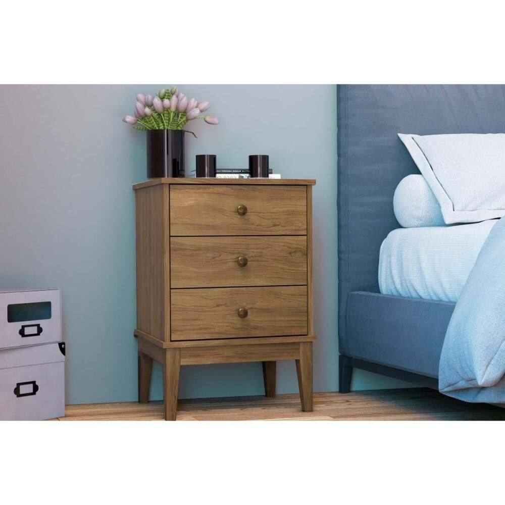 Mesa Cabeceira MB 1021 3 Gavetas Freijo - Movelbento