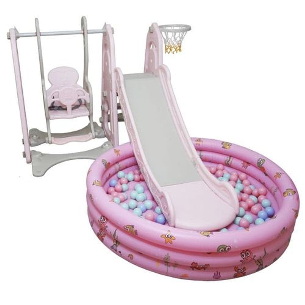 Playground Infantil 4x1 com Piscina de Bolinhas Importado Rosa