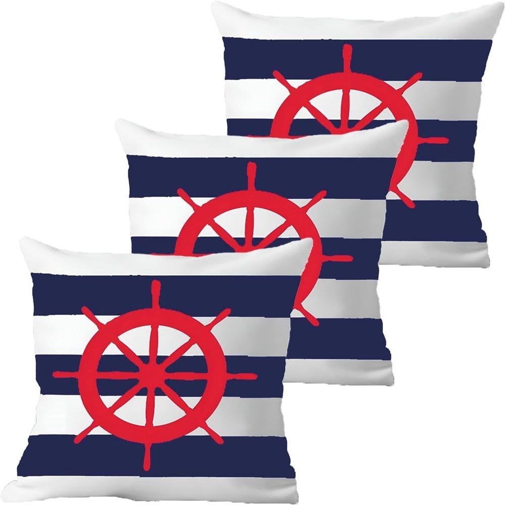Kit 3 Capas De Almofadas Timão Vermelho Navegação Marítima