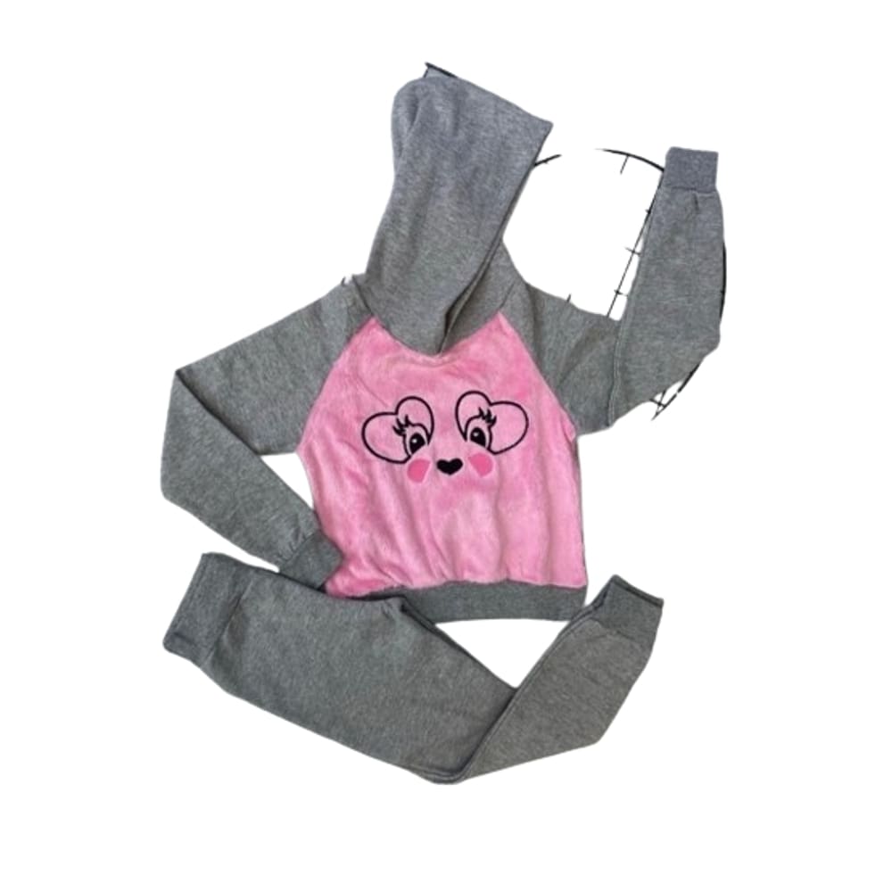 Conjunto infantil feminino inverno moletom flanelado