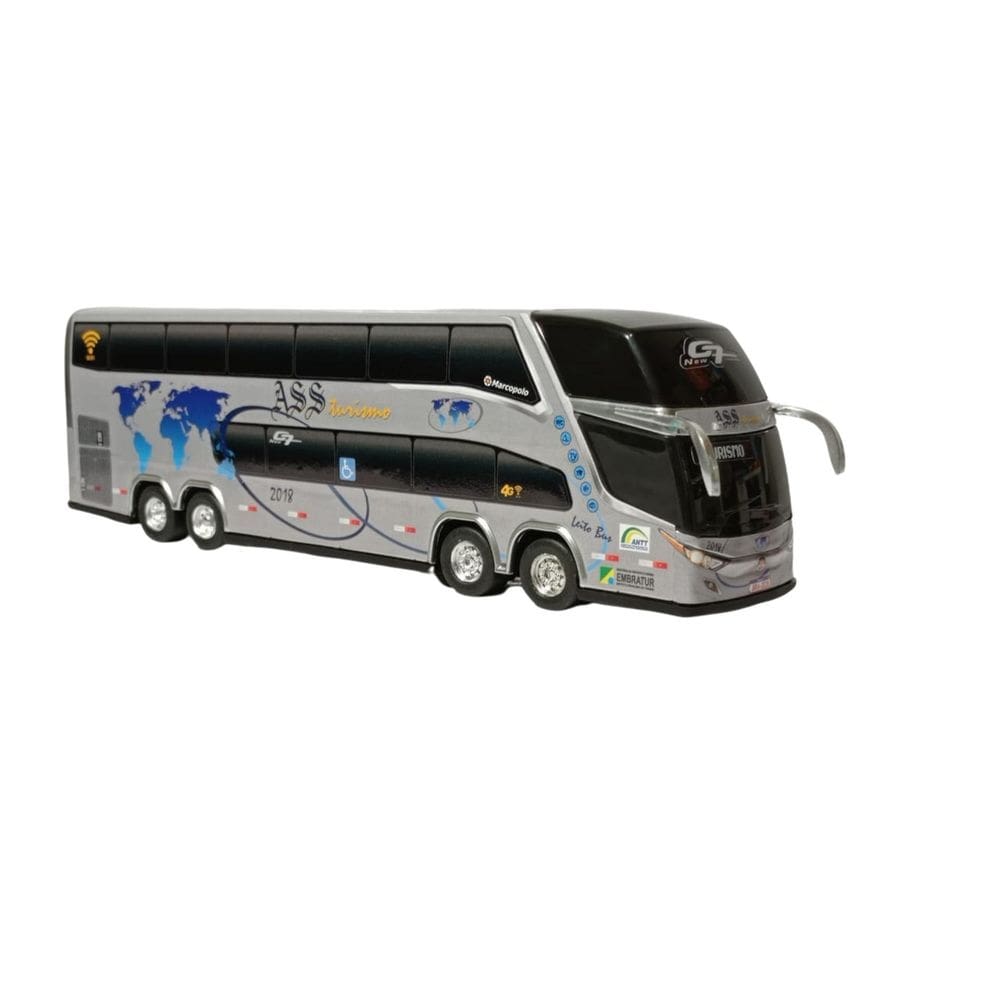 Carrinho em miniatura ônibus ass turismo 2 andares