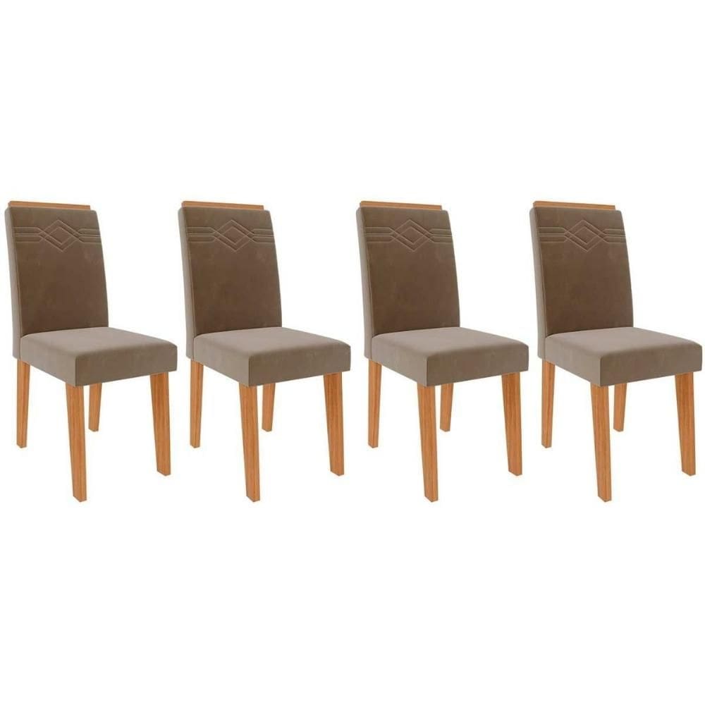 Cadeira Sala de Jantar Taís Kit 4 Un Nature/Joli - Cimol