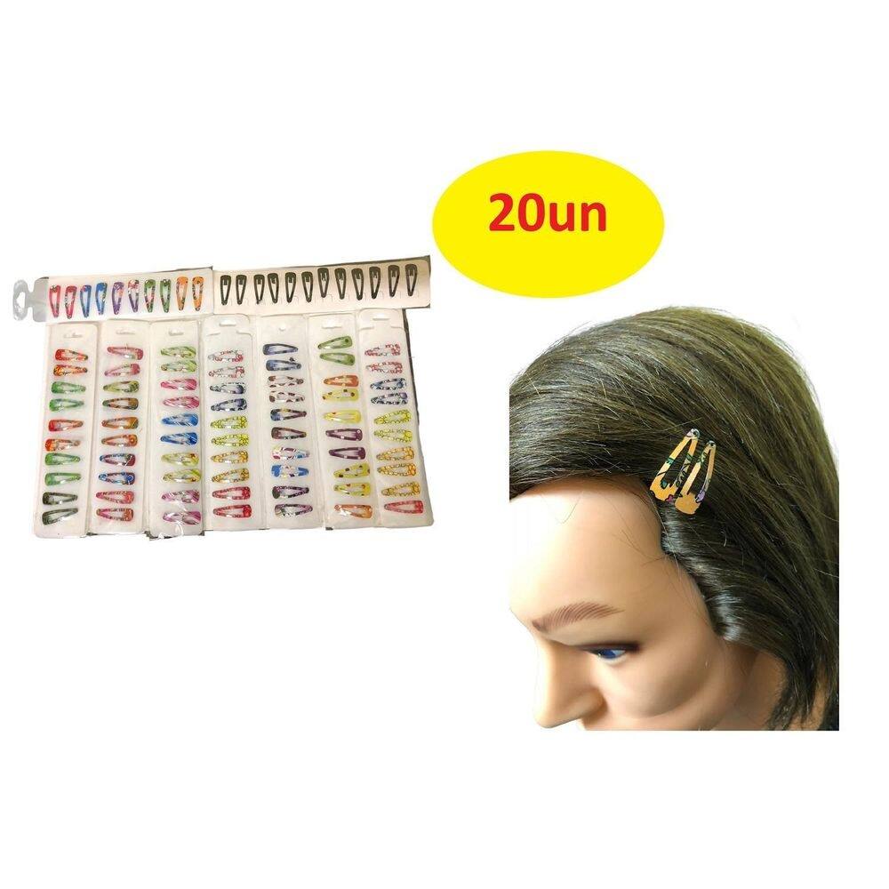 20 presilhas de cabelo tic tac pequeno 3cm infantil