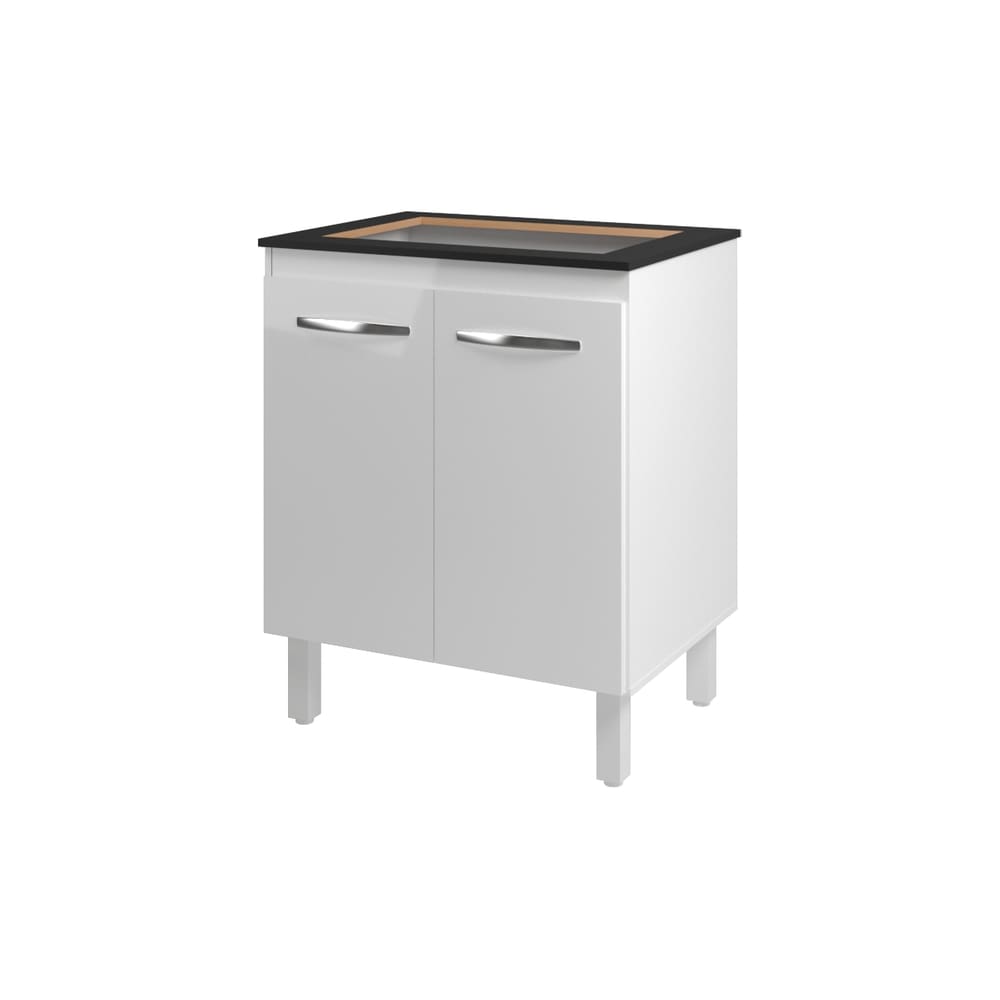 Balcão Armário de Cozinha Fran Para Fogão Cooktop 4 Bocas Mobília Decor Branco