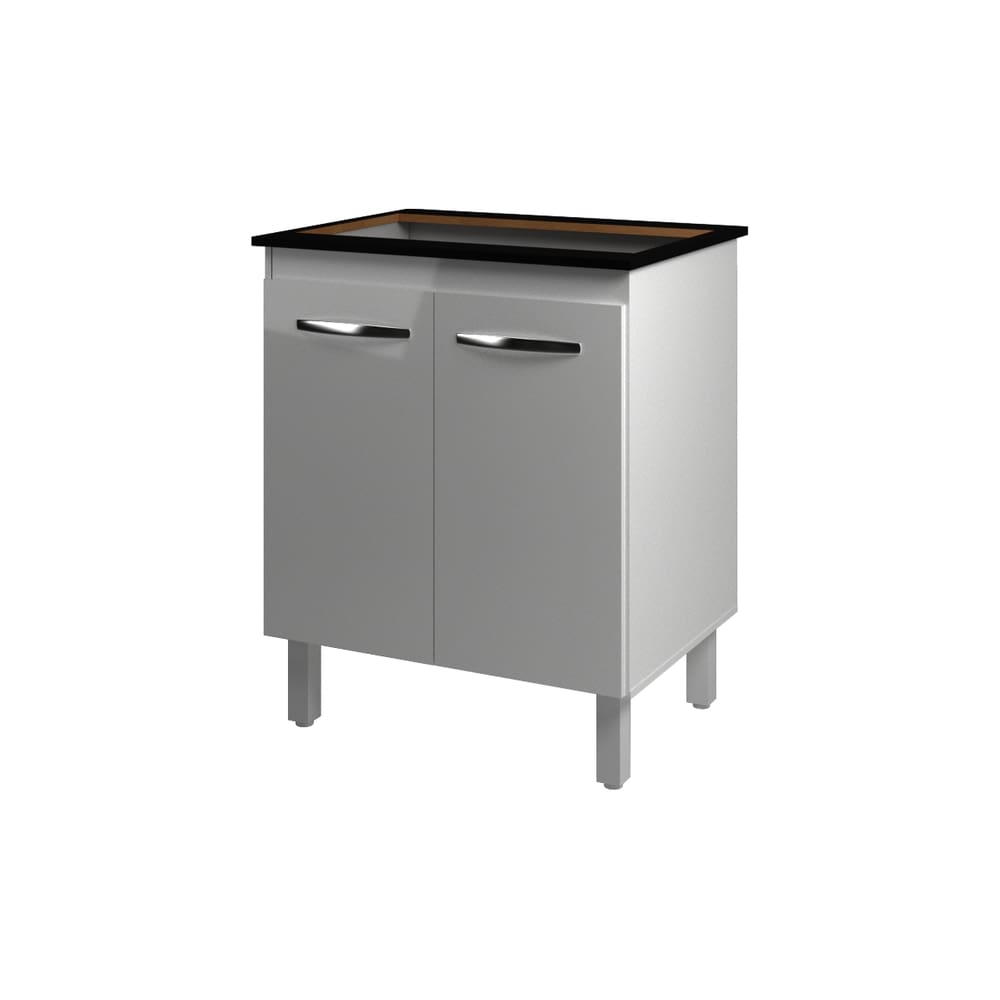 Balcão Armário de Cozinha  Para Fogão Cooktop 5 Bocas Fran Mobília Decor Branco