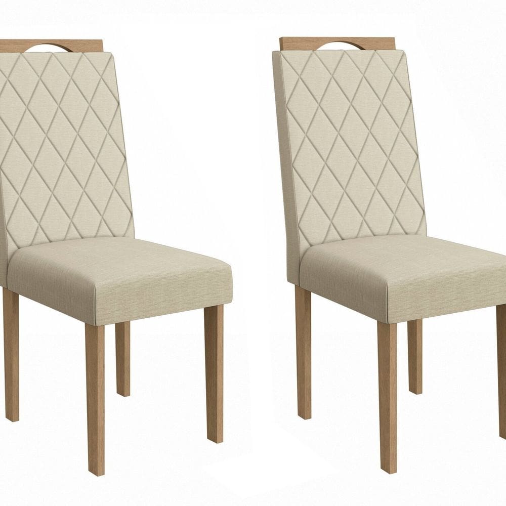 Conjunto 2 Cadeiras para Sala de Jantar CAD153 Freijo/Bronze/Bege