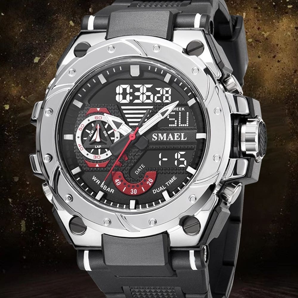 Relógio Masculino Smael AnaDigi 8060 Preto e Prata