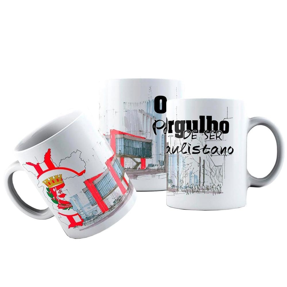 Caneca cerâmica bandeira cidade são paulo orgulho paulistano