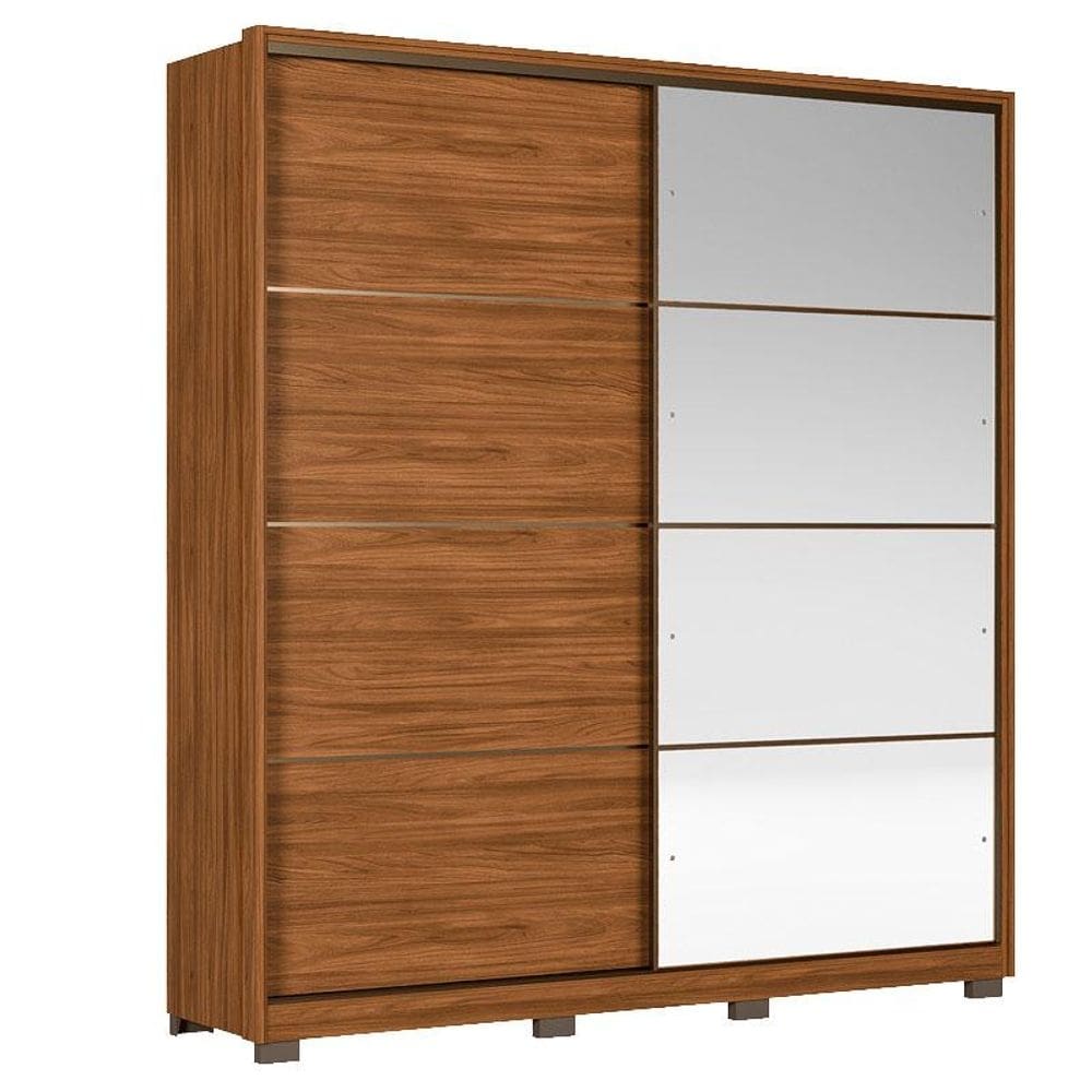 Guarda Roupa Casal Belga Nogueira Touch Flex com Espelho e Pés Demóbile - Demartêz