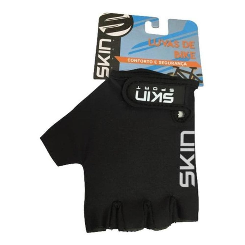 Luva ciclista bike skin sport meio dedo - preto/branco - gg