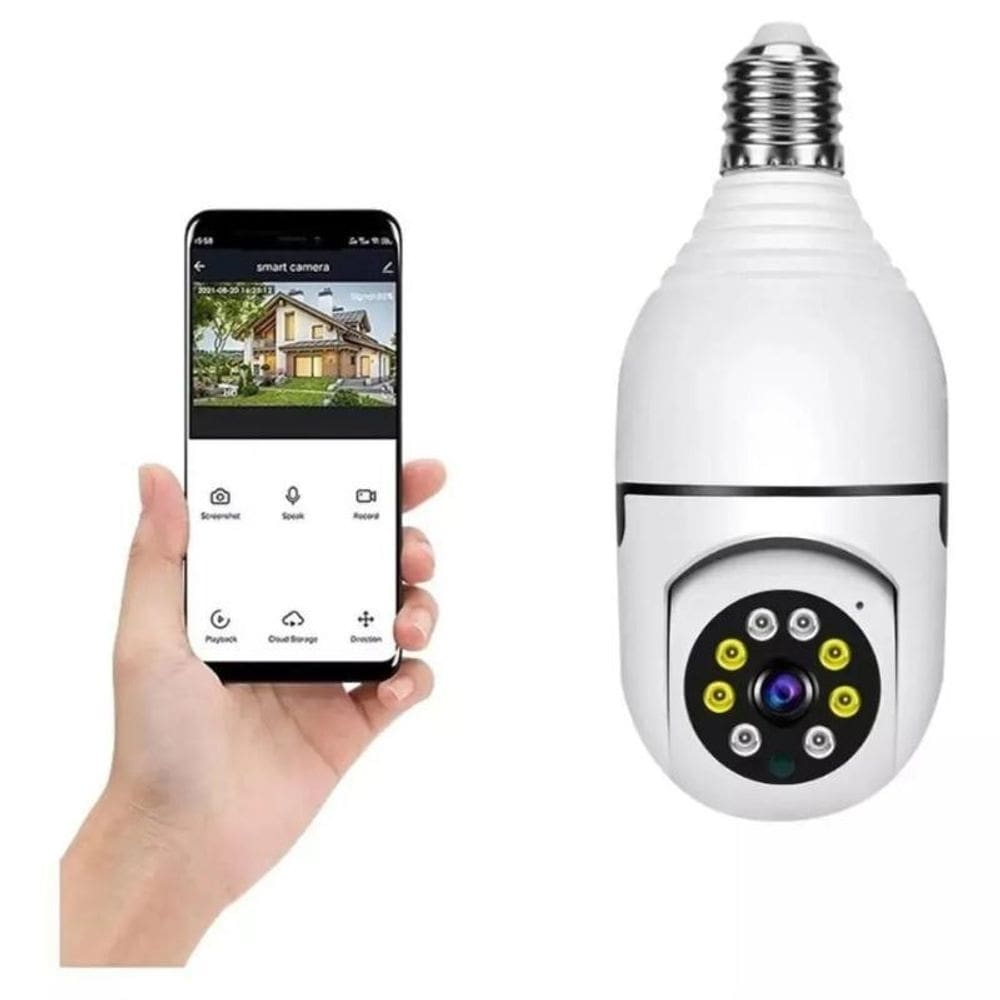 Câmera segurança lâmpada wifi prova dagua infravermelho cor