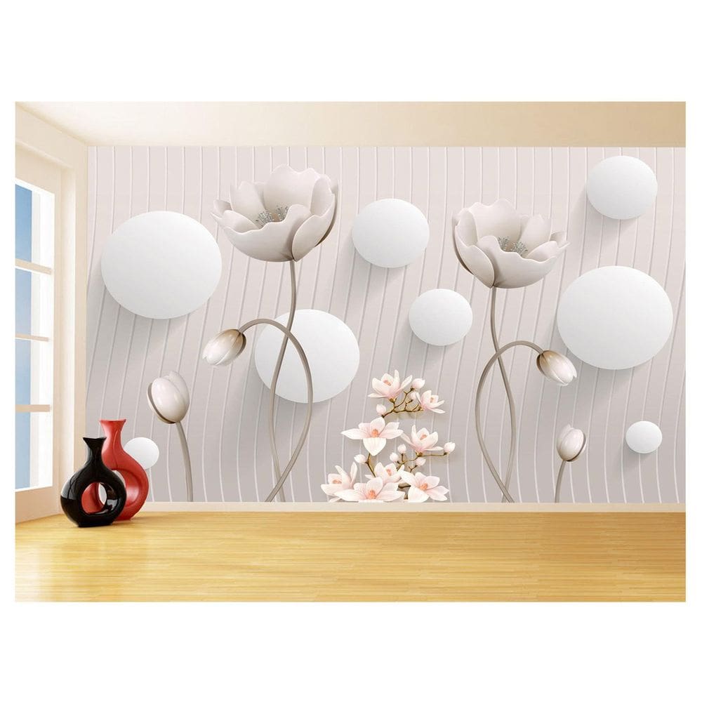 Papel De Parede 3D Floral Textura Sala Flores 3,5M Xfl344
