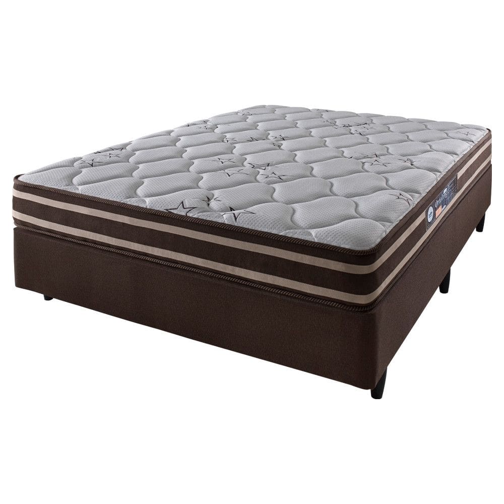 Cama Box Viúva Marrom + Colchão Espuma D70/D28 Dupla Face Oakland 128x188x66cm