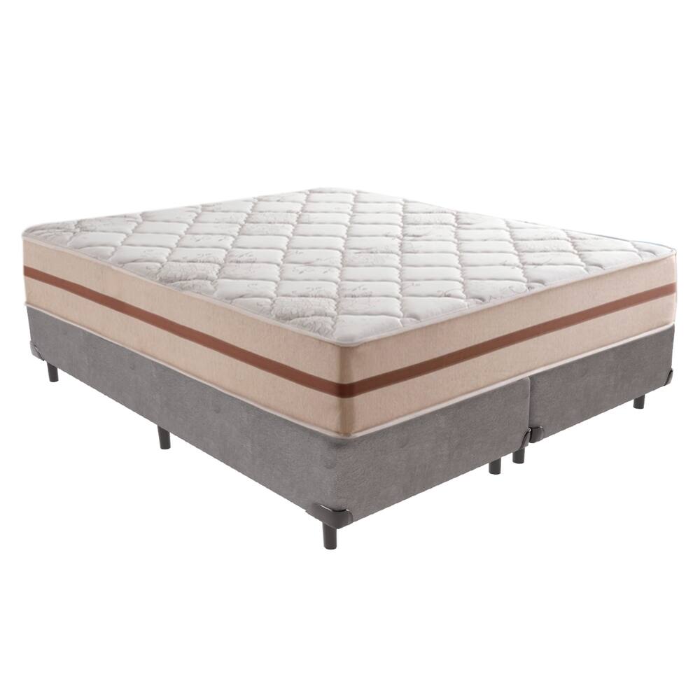 Cama Box Cinza e Colchão Queen Classic Anjos