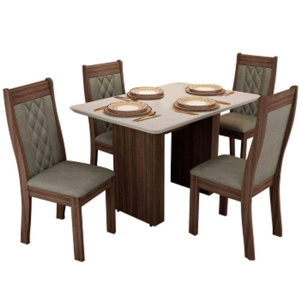 Conjunto Mesa Sala de Jantar Tuboarte Manoela com 4 Cadeiras Bella