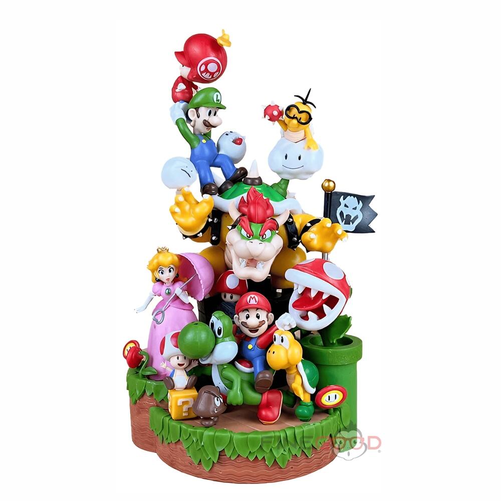 Super Mario e Personagens diorama estátua decorativa grande