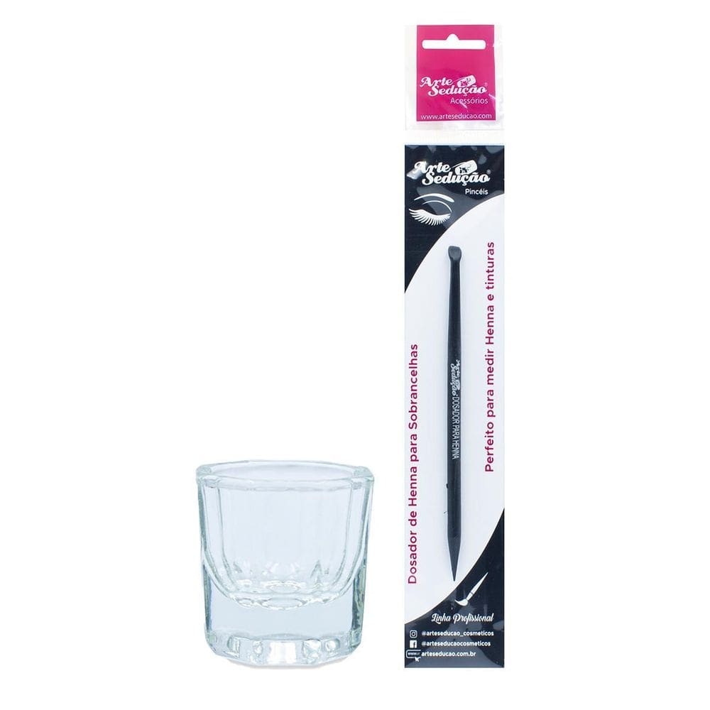 Kit Copo Dappen De Vidro 10 Ml + Pincel Dosador De Henna