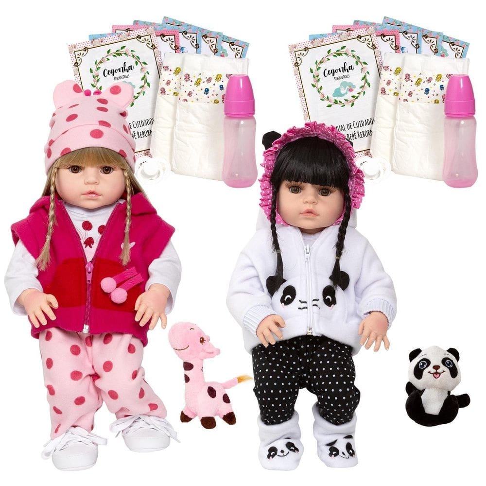 Bonecas bebê reborn gêmeas - detalhes realistas