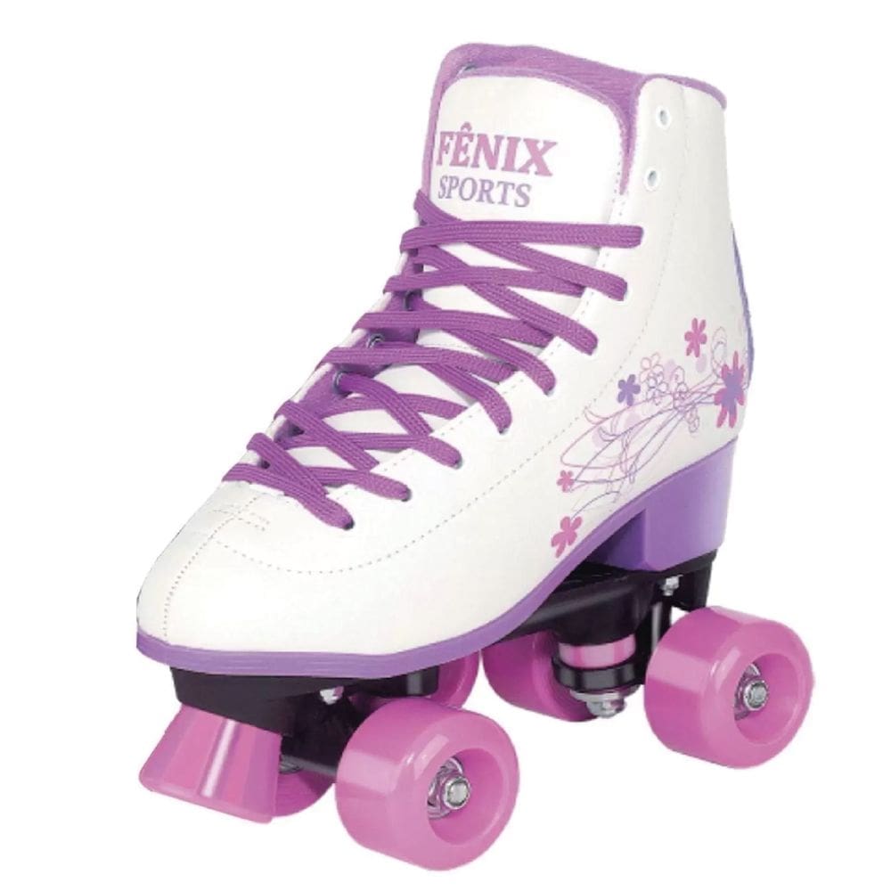 Patins Fenix 4 Rodas Roller Skate Ajustável Branco Fenix 31 - 34