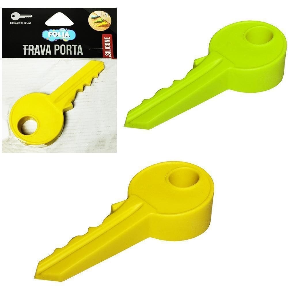 Aparador / trava de porta de silicone chave 10x4,5x2cm