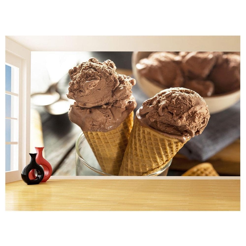 Papel De Parede 3D Alimentos Sorvete Chocolate 3,5M Al354