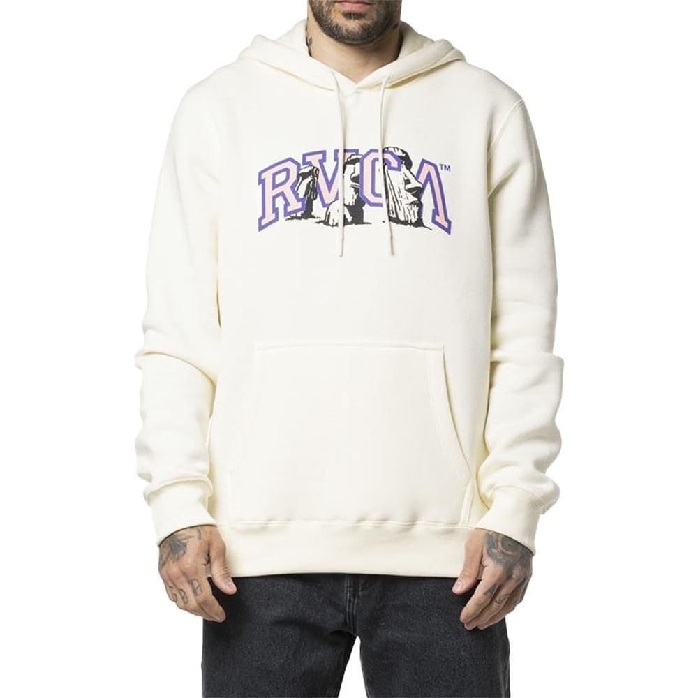 Moletom RVCA Canguru Apa Nui 305G WT24 Masculino Off White