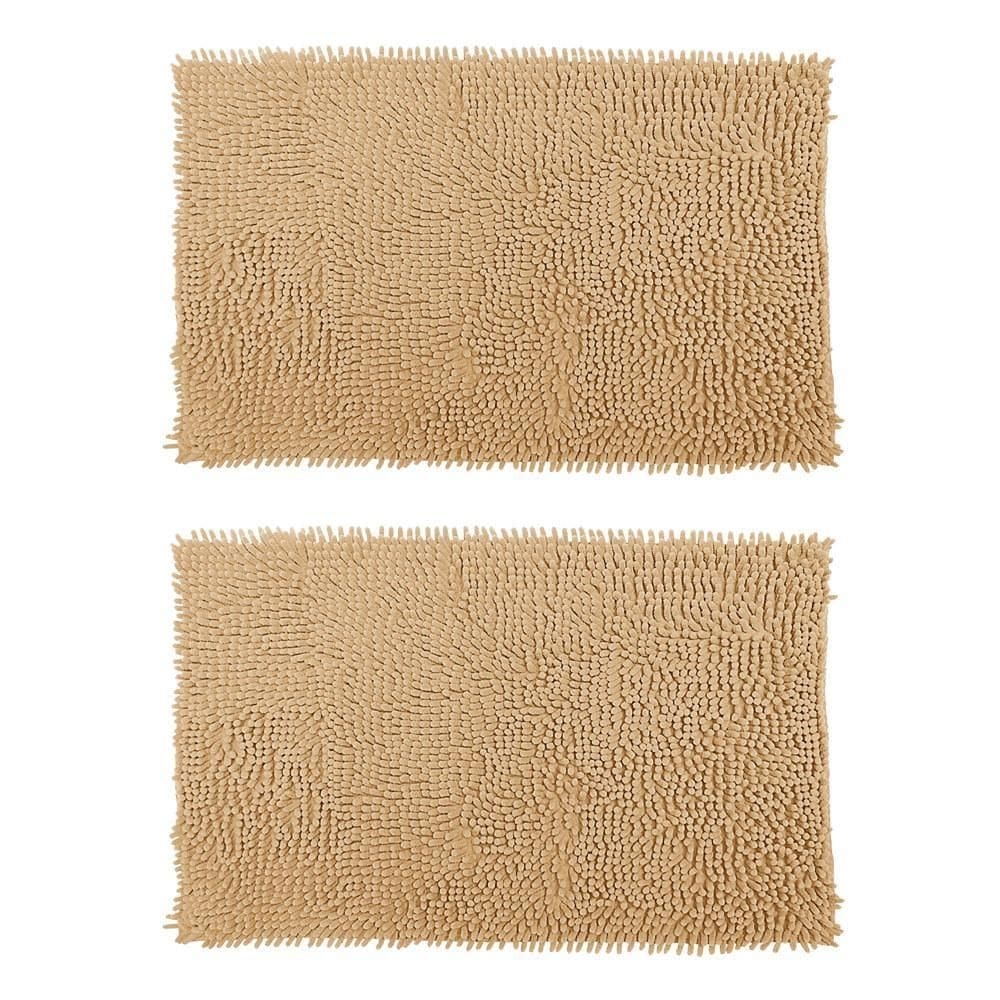 Kit 2 tapetes bolinhas macio 38x58cm banheiro khaki