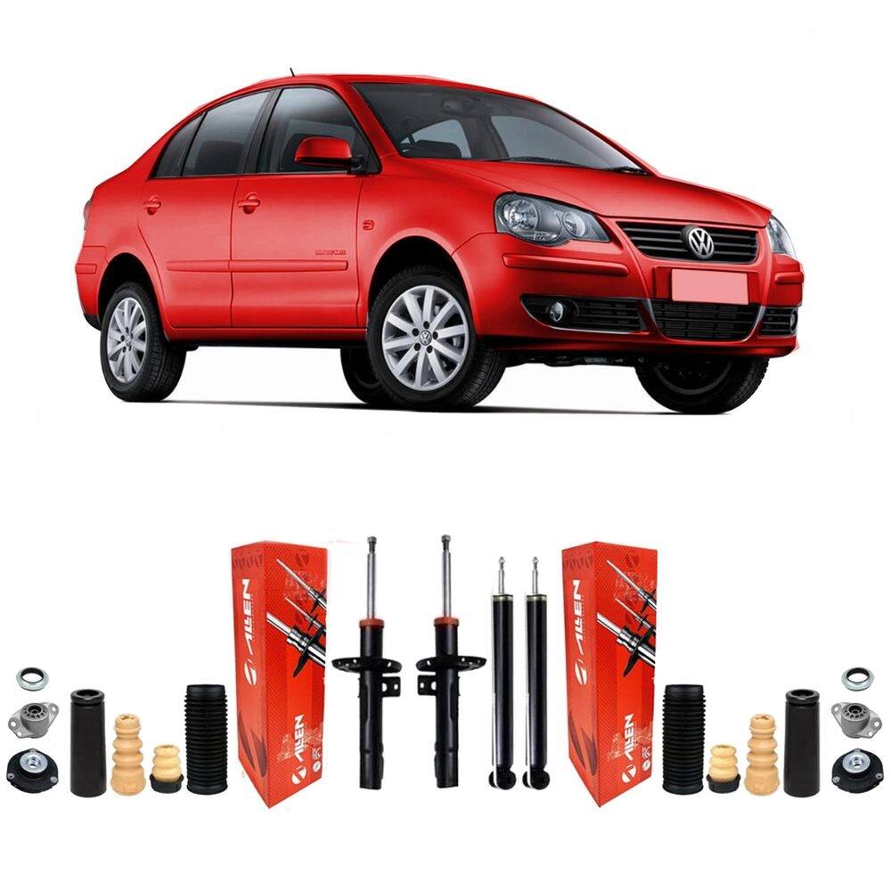 Kit 4 amortecedor suspenção + kit coxim polo sedan 2011 2012