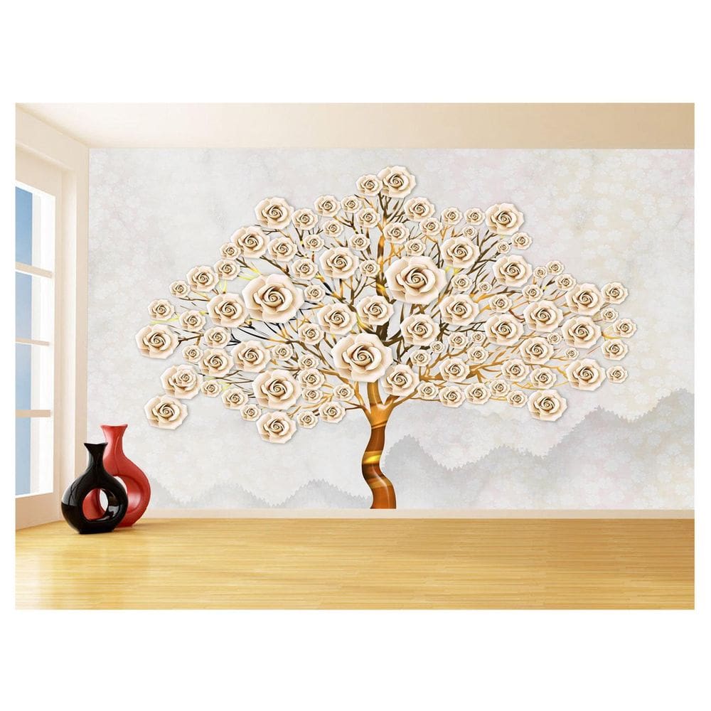 Papel De Parede 3D Floral Textura Sala Flores 3,5M Xfl321