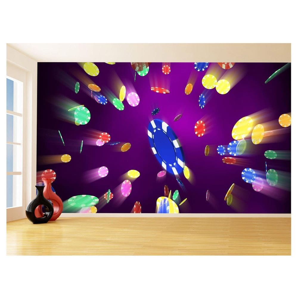 Papel De Parede Salão De Jogos Cassino Fichas 3,5M Jcs119