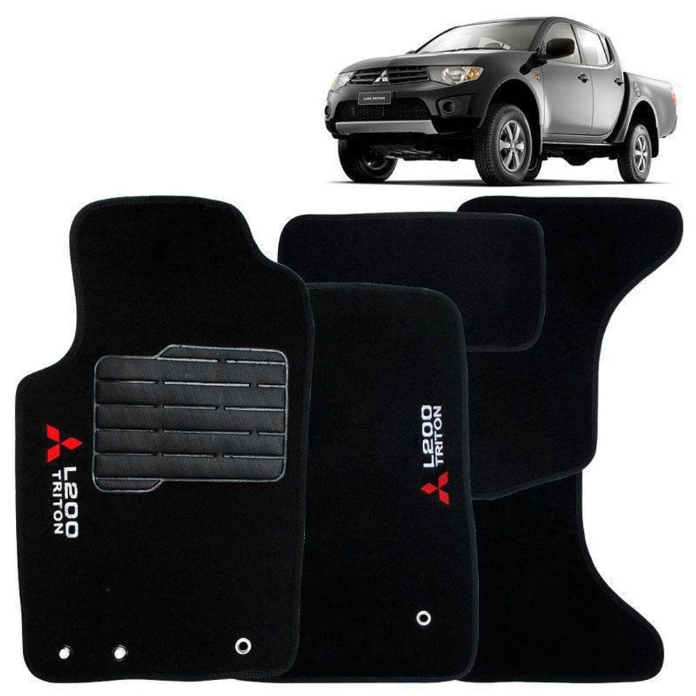 Tapete automotivo mitsubishi l200 triton carpete base pinada