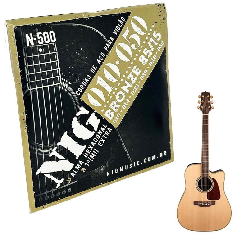 Jogo cordas 010 em aço violão tensão extra light nig n500 +