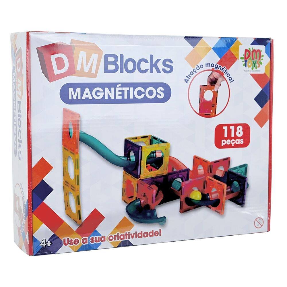 Blocos De Montar Magnético 118 Peças Dm Toys - DMT6766
