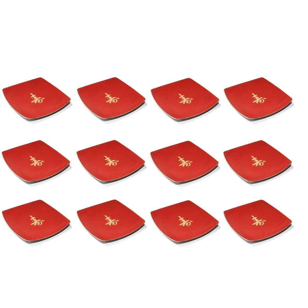 Kit com 12 prato bandeija sushi sashimi quadrado