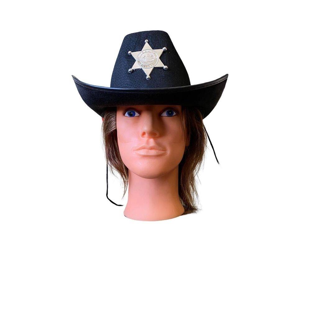Chapéu cowboy boiadeiro adulto preto tnt 10x31x34cm
