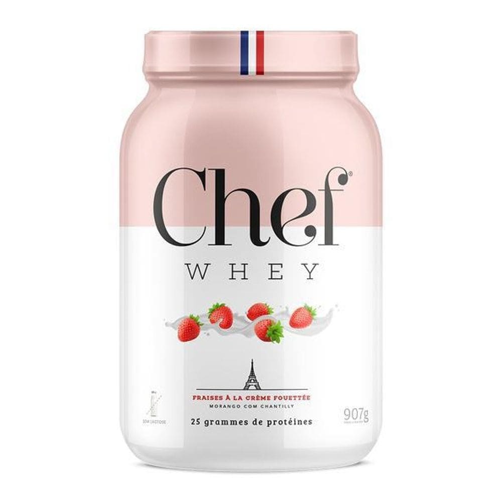 Chef whey protein zero lactose morango 907g - chef whey