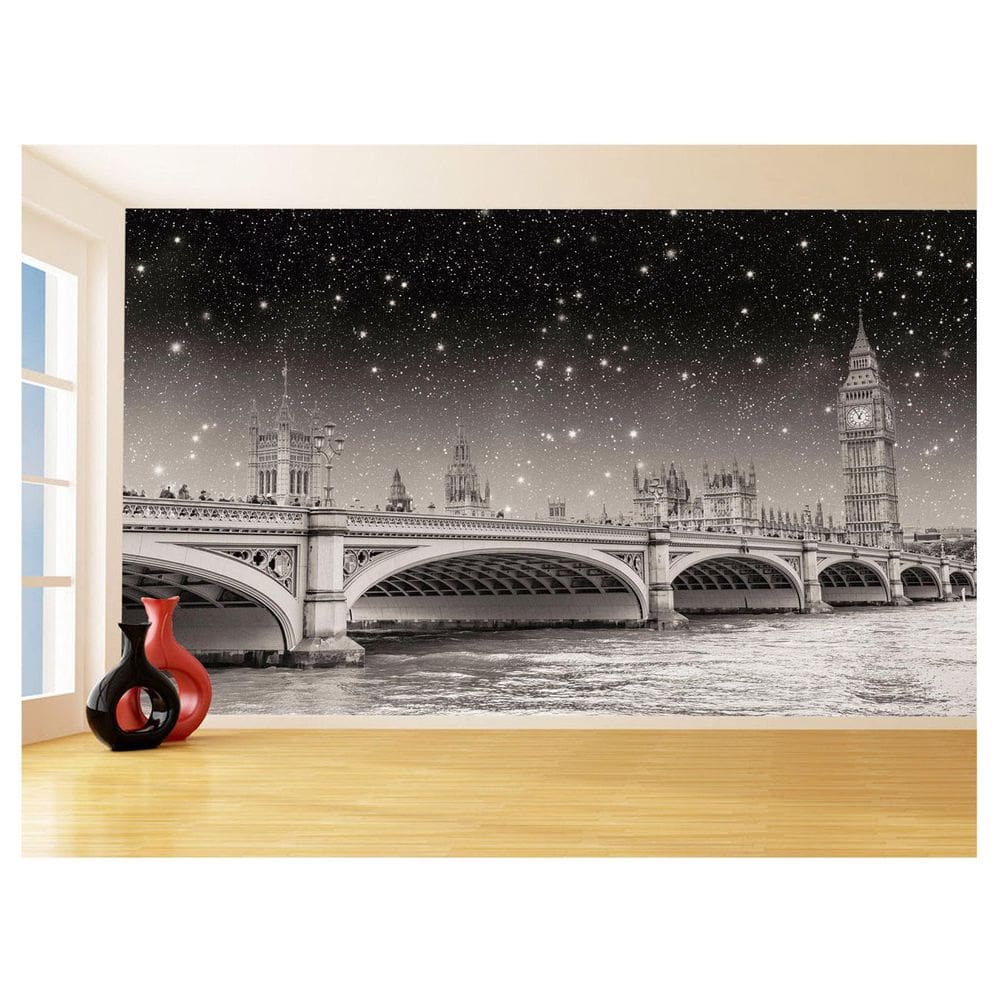 Papel De Parede 3D Cidade Londres Ponte Relógio 3,5M Ncd255