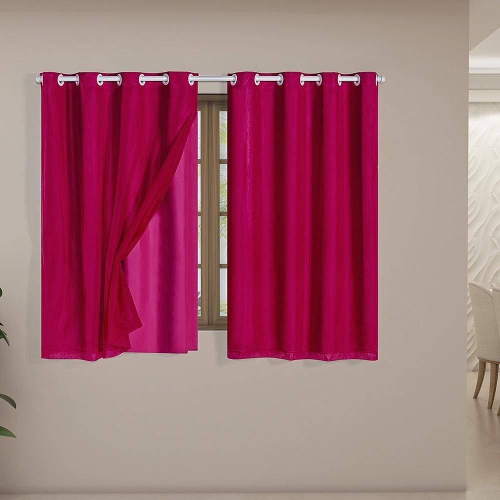 Cortina Blackout Voil 2,00,X1,40 Corta Luz Sala Quarto Pink