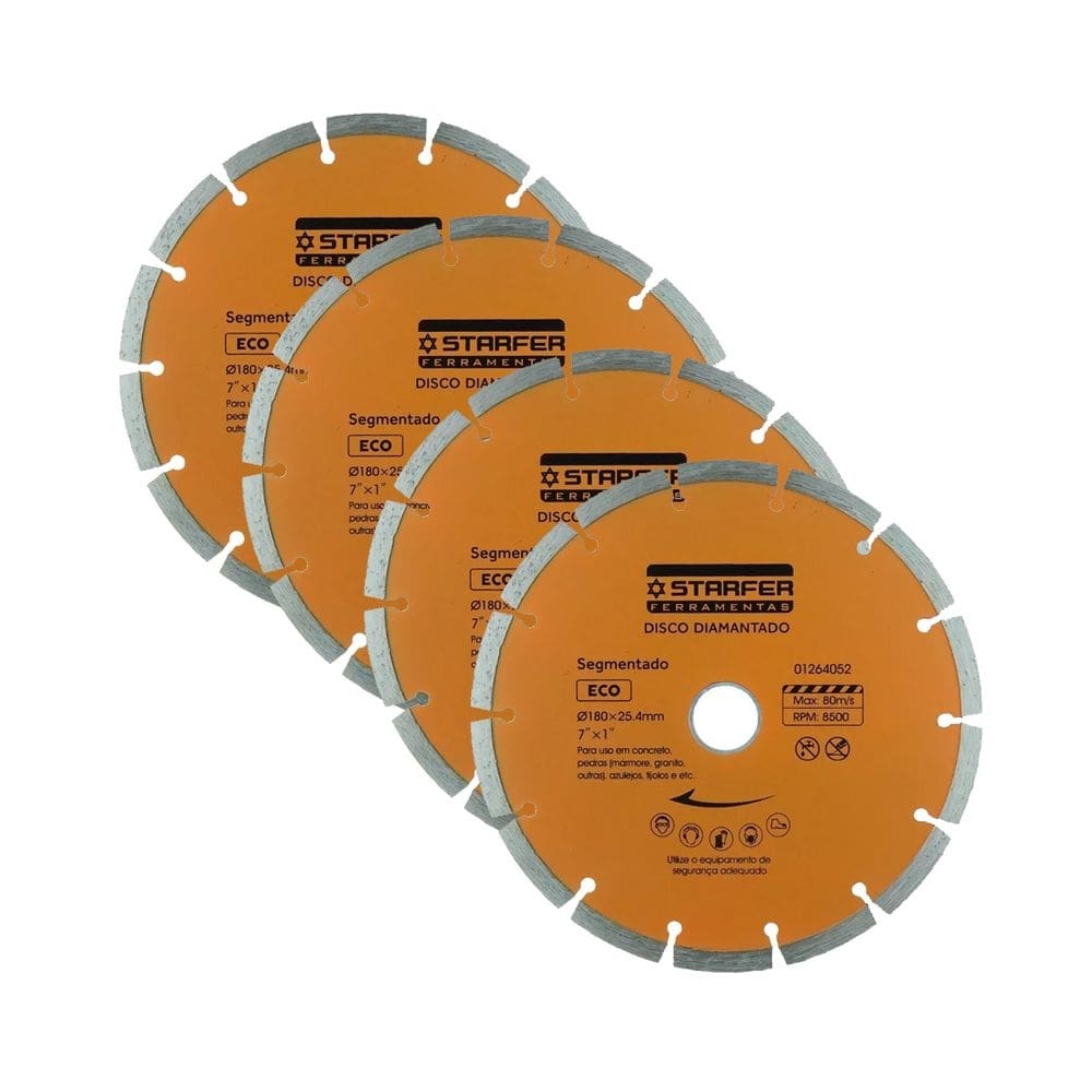 Kit 4 unid. disco diamantado segmentado starfer eco 7 pol.