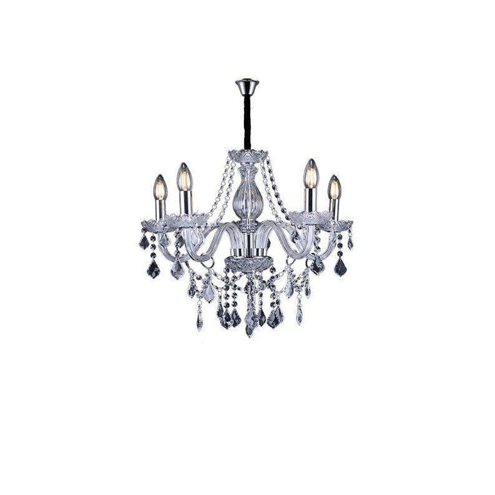Lustre glam maria tereza transparente 5 braços e14 taschibra