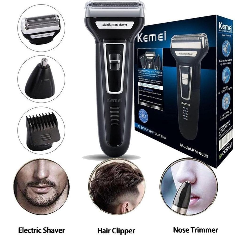 Aparelho de barbear 3 em 1 kemei shaver bivolt km-6776