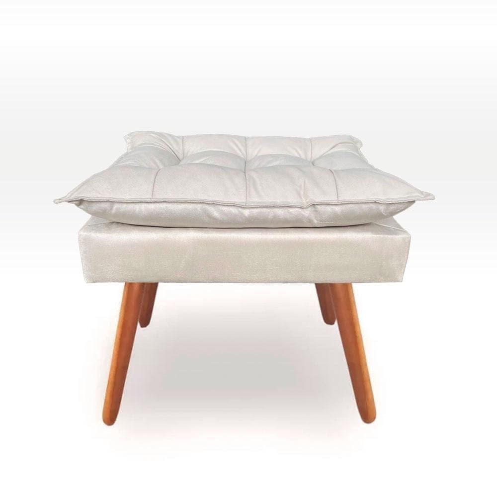 Puff luxo opala sala ou recepção suede bege off white