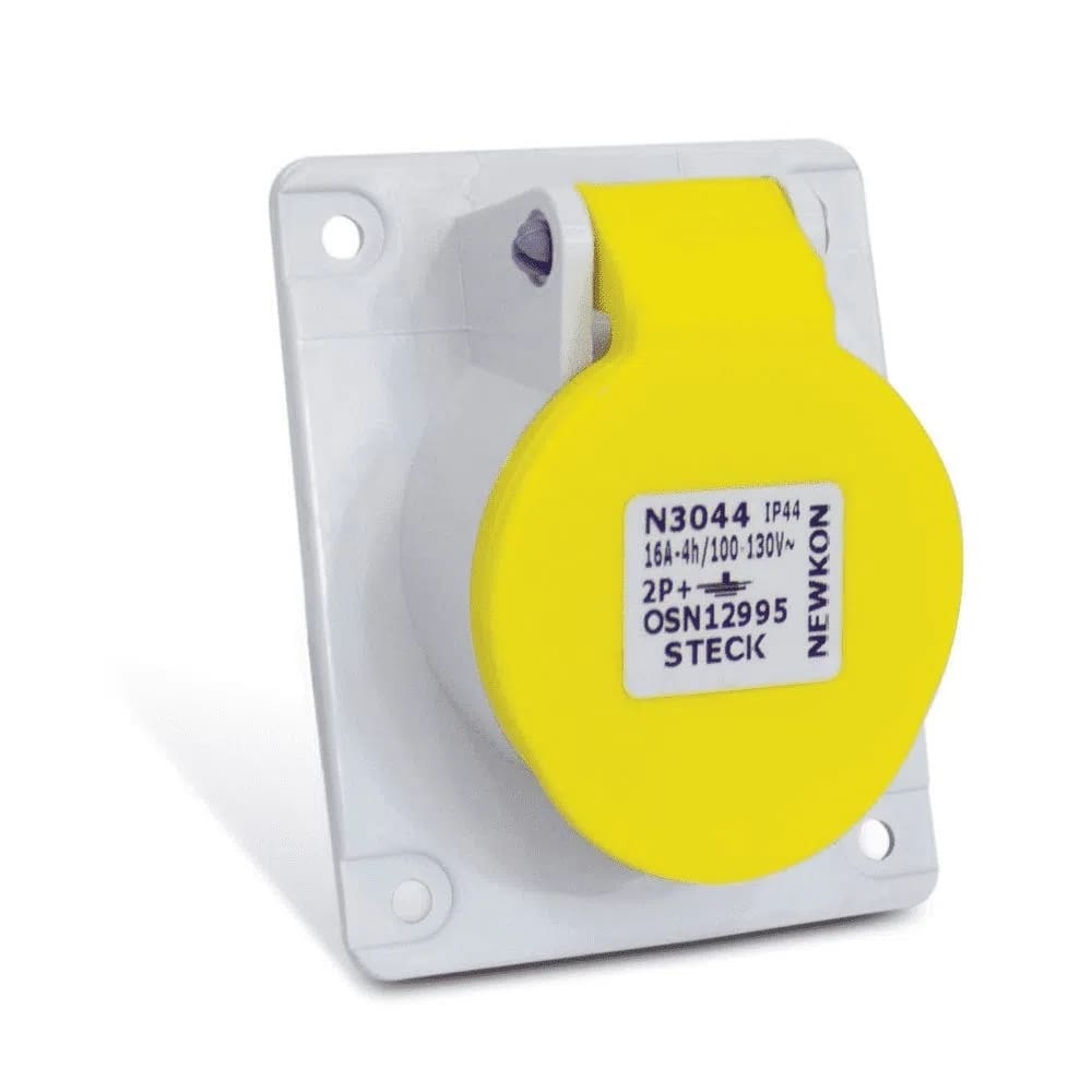 Tomada De Embutir 2p+t 16a 100/130v Amarelo N3044 Steck