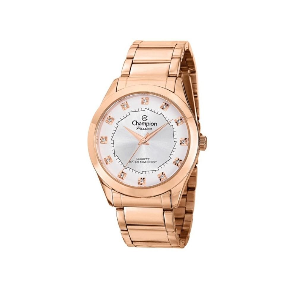 Relogio feminino champion rose com pedra strass ch24759z