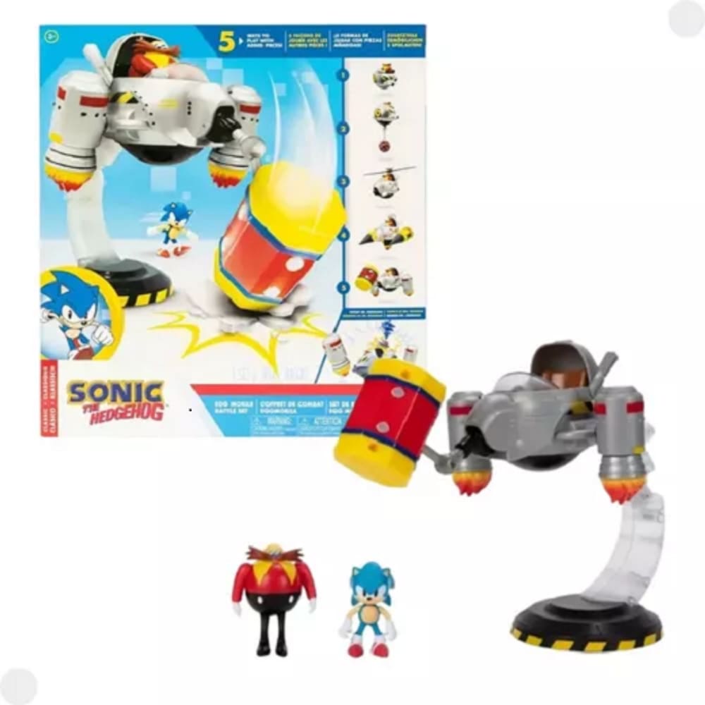 Sonic The Hedgehog Playset Batalha Eggman Mobile C/ Bonecos Sonic e Dr. Eggman  - Sunny