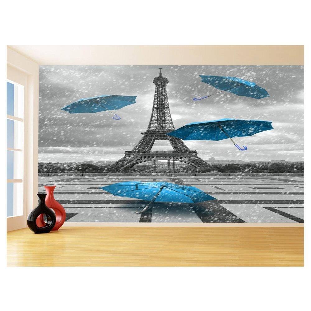 Papel De Parede Paris Eiffel Guarda Chuva Céu 3,5M Ncd315